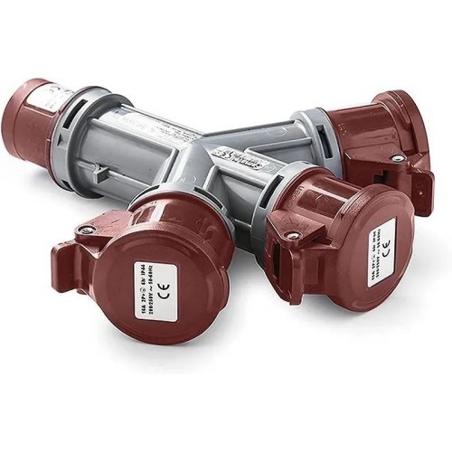 Adaptador enchufe 1 clavija / 3 bases 3P+N+T 16A 400V IP44 Famatel 15008 - 1