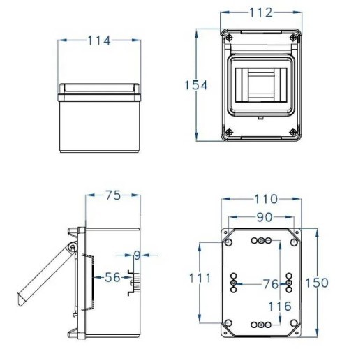 Armario de superficie 4-5 módulos IP65 Fenoplastica  - 2 Armario de superficie 4-5 módulos IP65 Fenoplastica  - 2