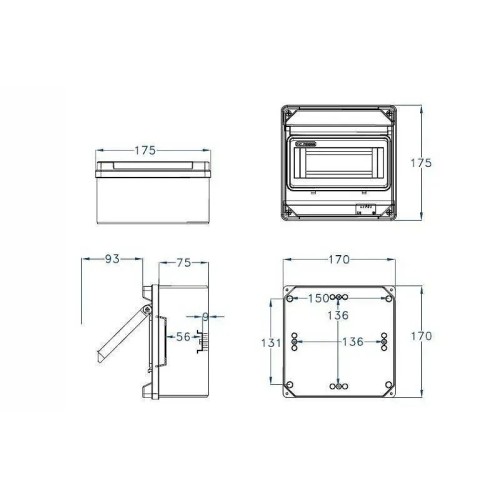 Armario estanco de superficie 6-8 módulos IP65 Fenoplastica - 2