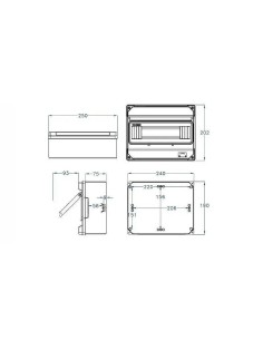 Cuadro estanco de superficie 12 módulos 240x202x75 Fenoplastica - 1 2