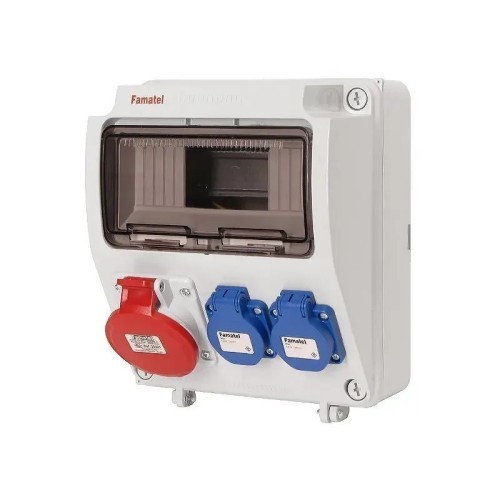 Caja precableada de 9 módulos 2 tomas 2P+TTL + 1 3P+T 32A IP44 Famatel 3957.2 - 2