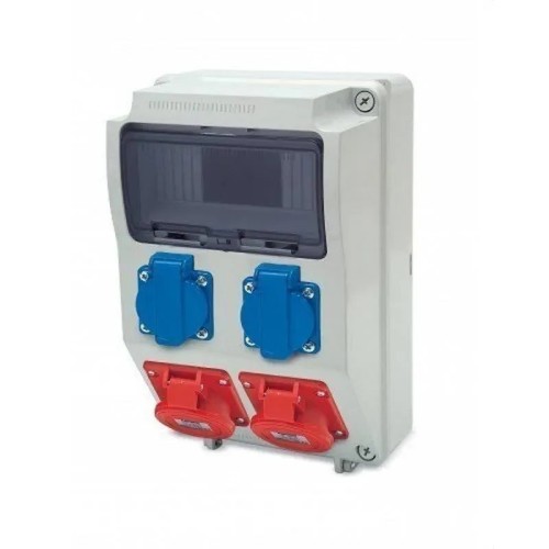 Caja precableada 9 módulos 2 tomas 2P TTL + 2 3P+N+T IP44 Famatel 3958.5 - 1