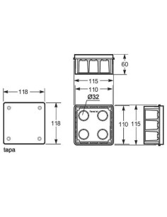 Caja de derivación 100x100 con tapa y garras metálicas Famatel 3201 - 1 2