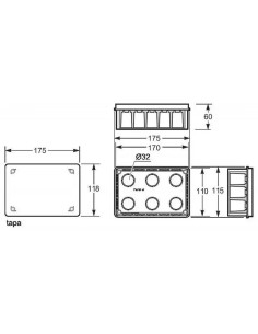 Caja de empotrar 175x115 con tapa y garras metálicas Famatel 3202 - 1 2
