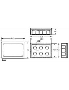 Caja de empalmes 200x130 con tapa y garras metálicas Famatel 3203 - 3 2